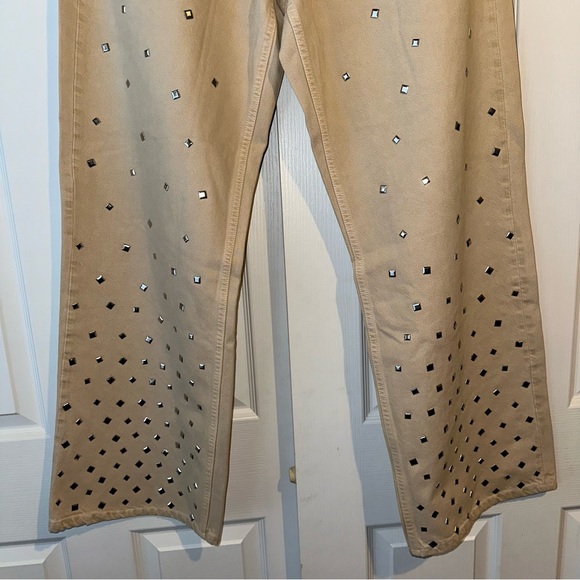 New Zara Mid Rise Studded Wide Leg Jeans 8197/028 Sizes 2 8 10 - Picture 3 of 9